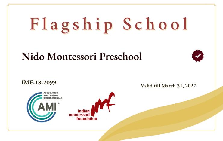 Indian Montessori Foundation (IMF) Flagship School Recognition Certificate (AMI)